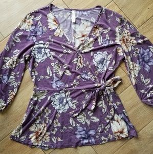Floral wrap blouse